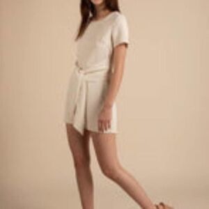 all:Row Tan Short Sleeve Belted Romper Size small